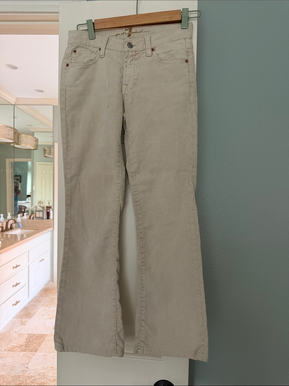 7 For All Mankind Beige Corduroy Pants with Maroon Logo Tabs / youth teen